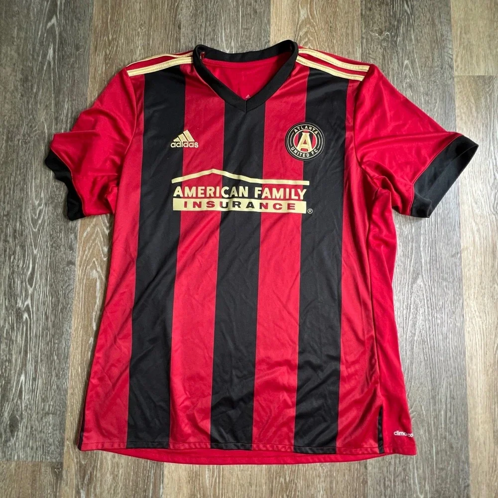 Adidas Soccer Jersey Mens XL Red Black Atlanta United FC 2017 Inaugural Season